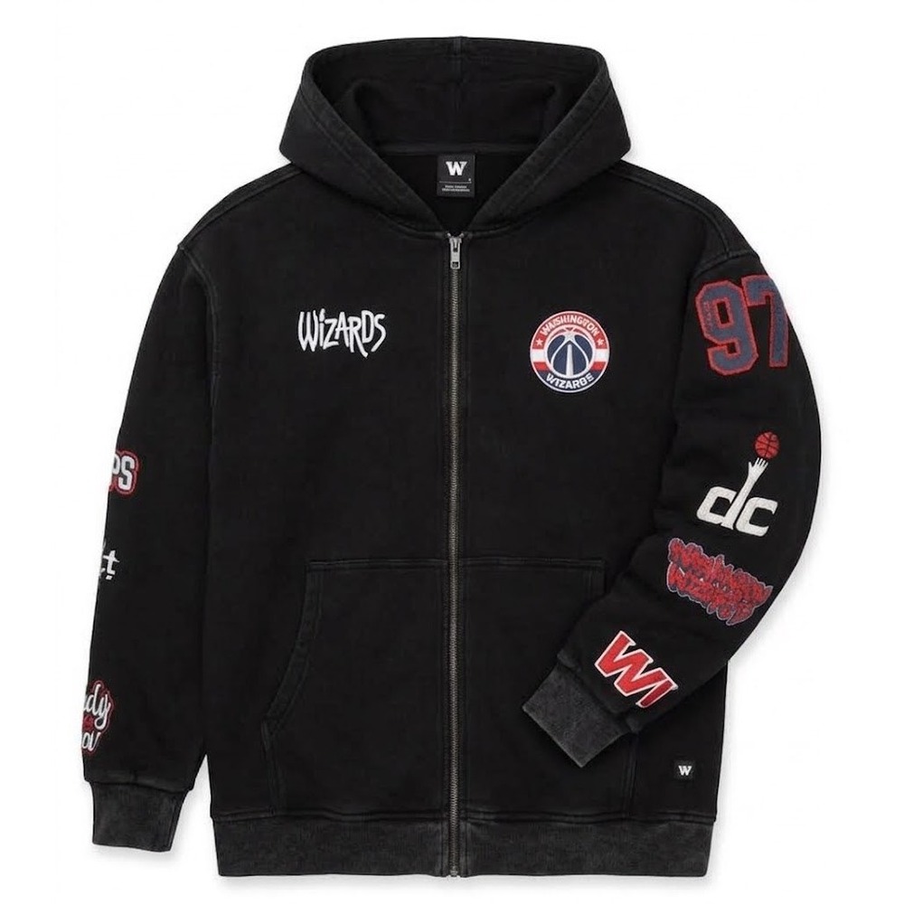 The Wild Collective Wizards Hoodie Womens XL Black New NBA Logo Sleeve WC272AAW